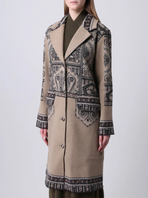 Пальто шерстяное с принтом ETRO