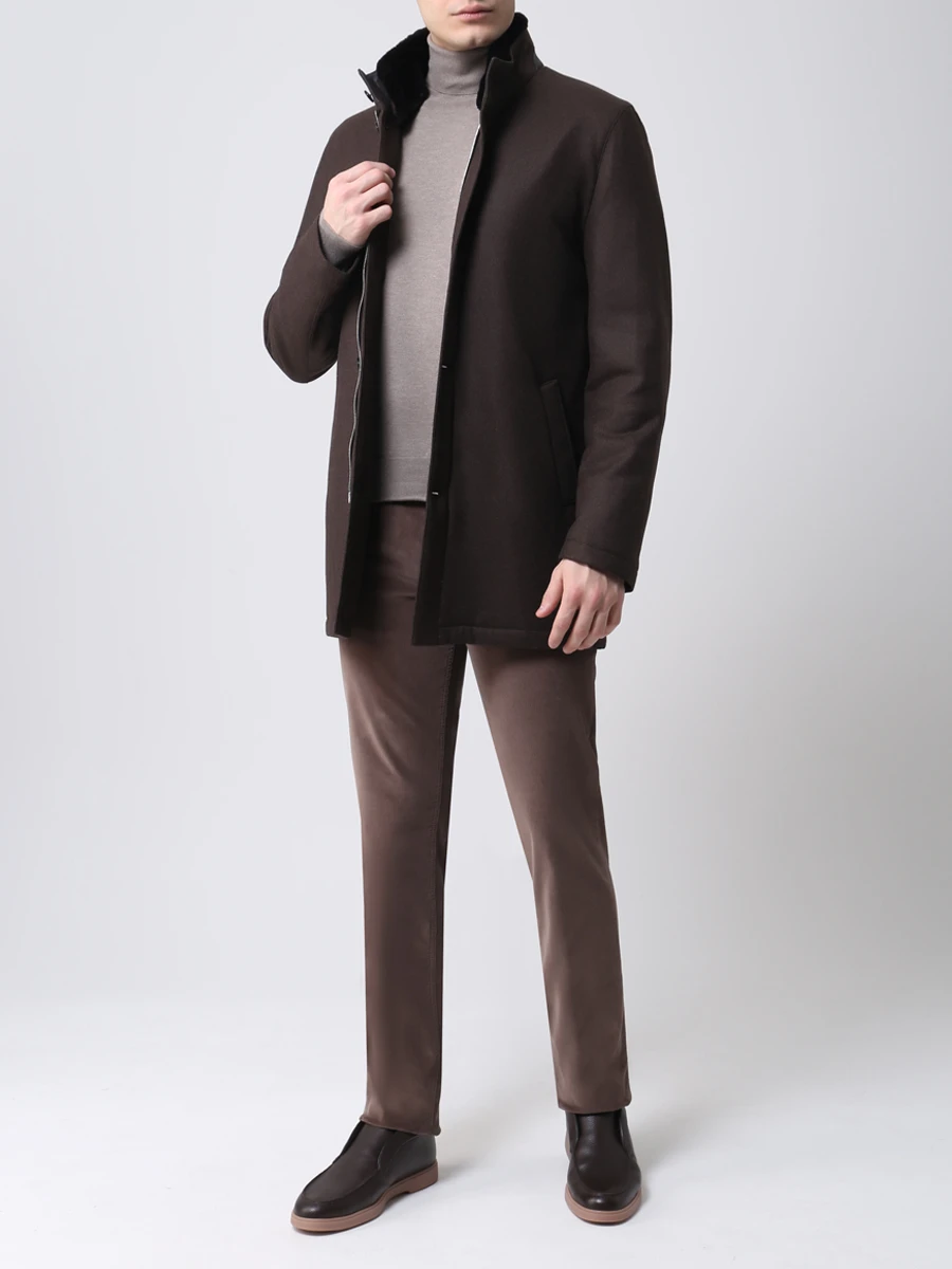 Пальто шерстяное с меховой отделкой