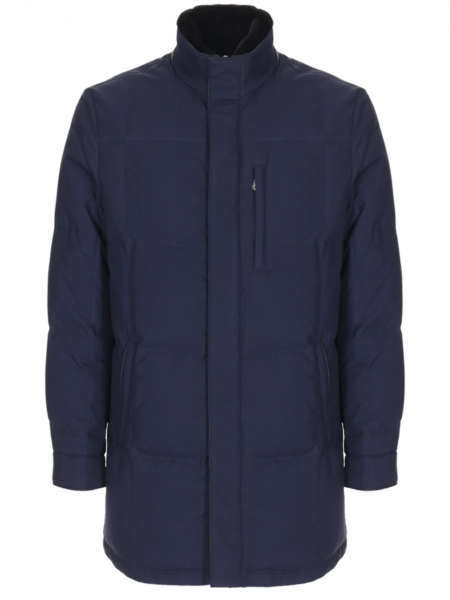 Пуховик стеганый с меховой отделкой