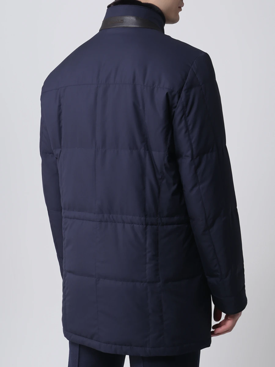 Пуховик стеганый с меховой отделкой