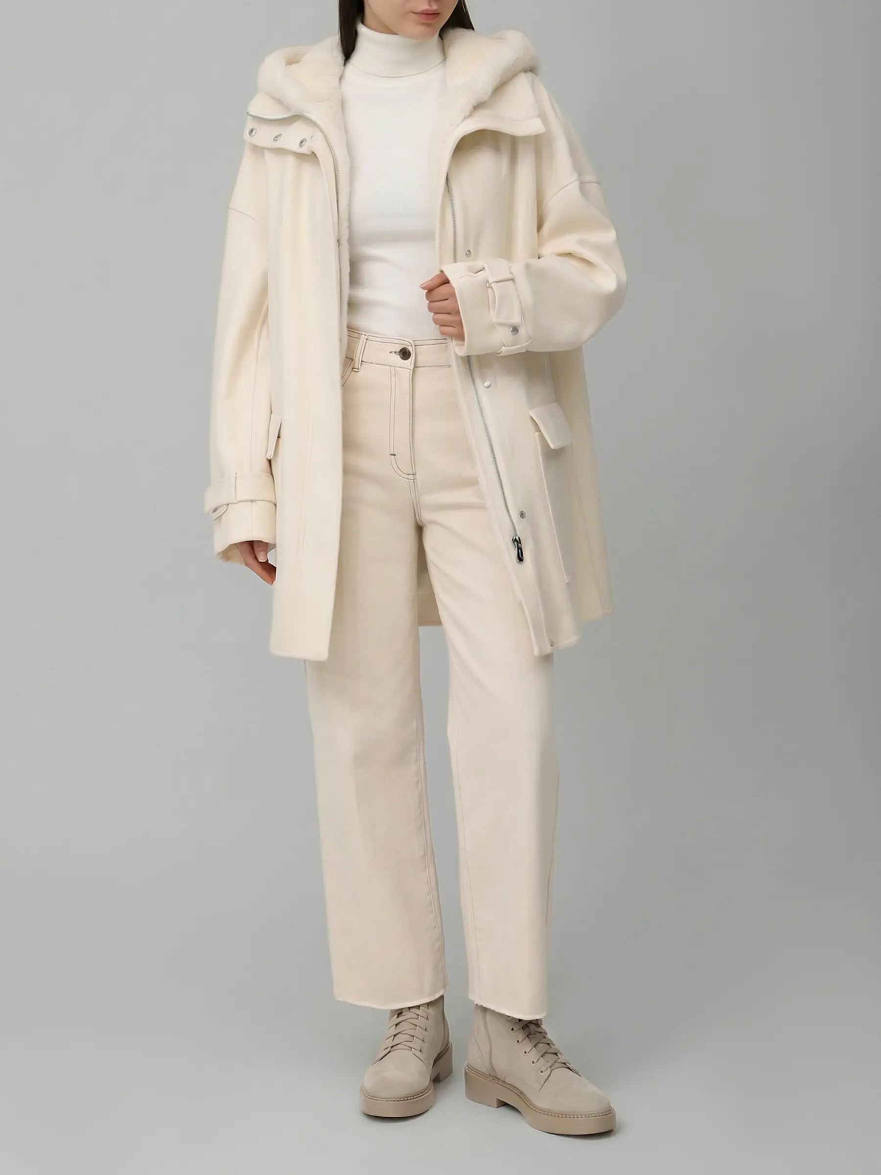 Парка кашемировая с норковым жилетом