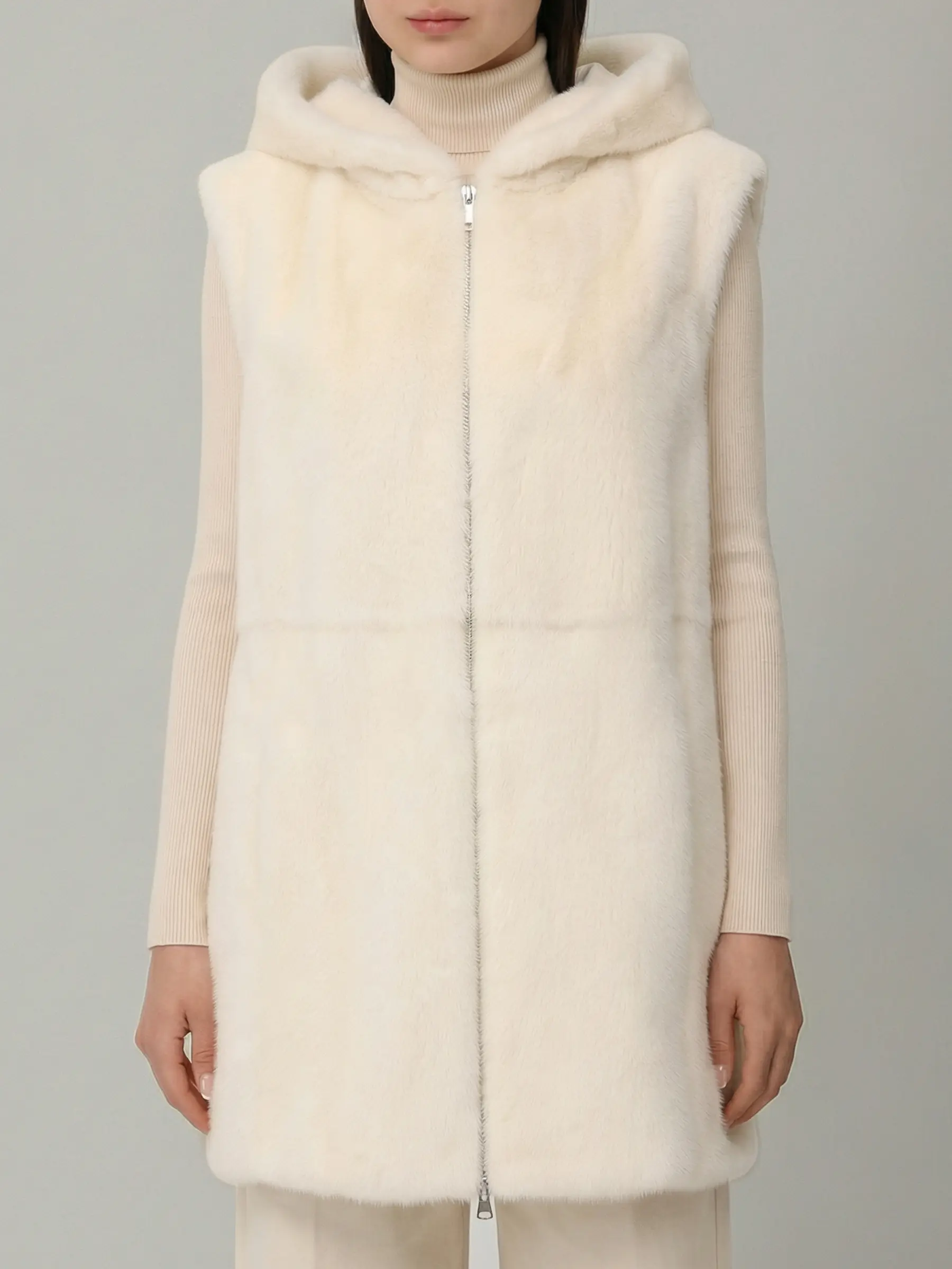 Парка кашемировая с норковым жилетом