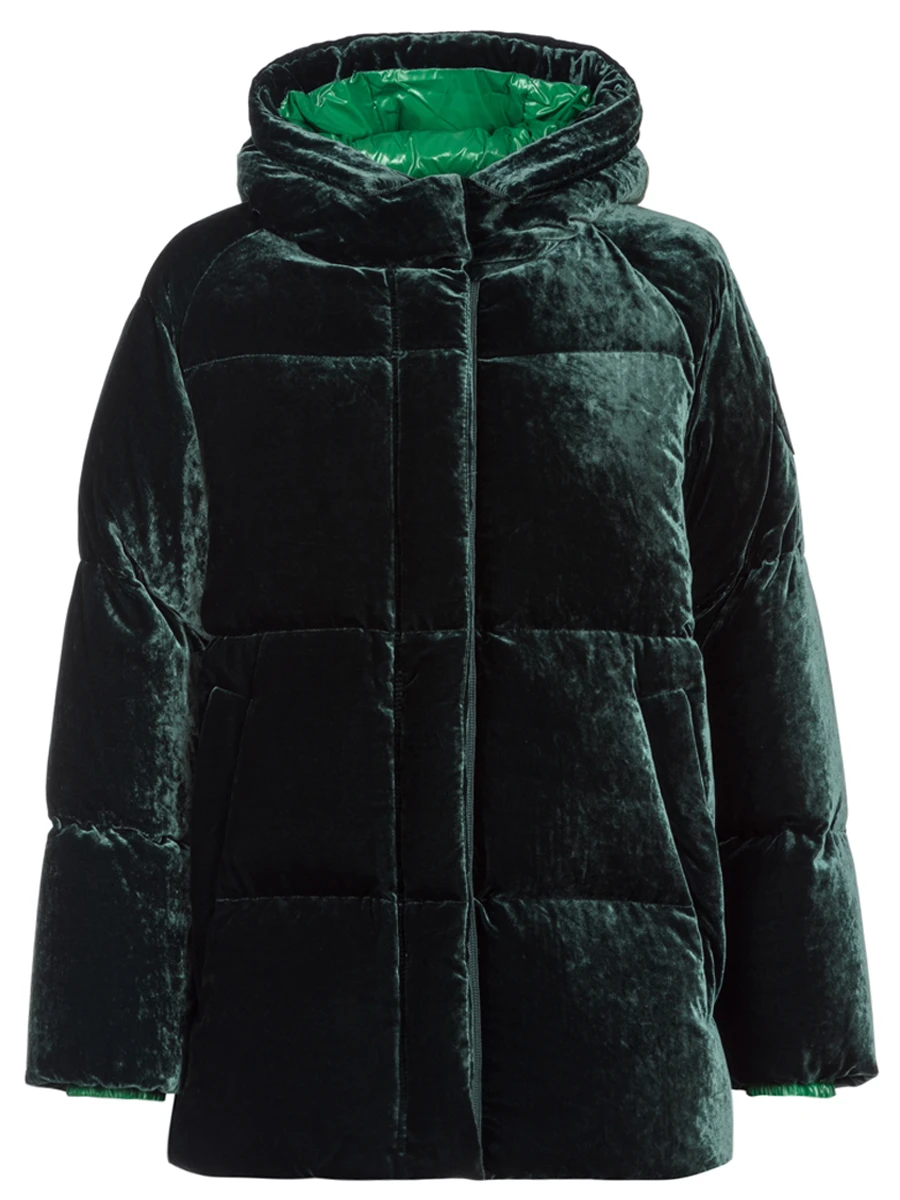 Пуховик бархатный с капюшоном