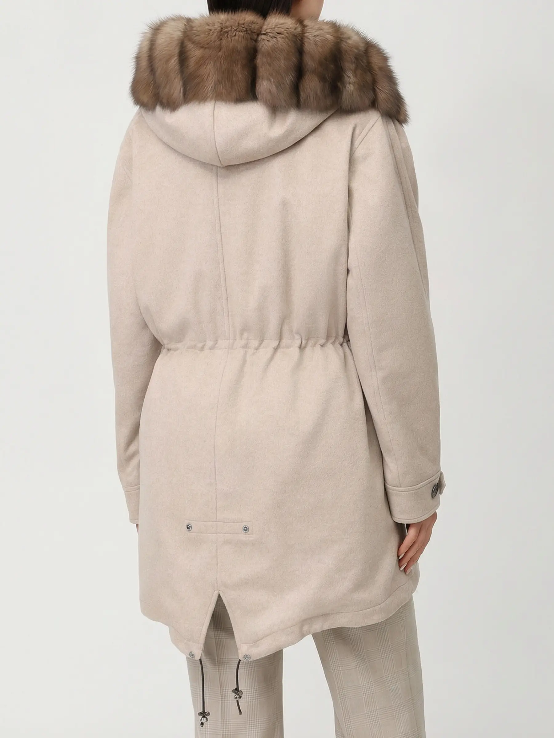 Парка кашемировая с жилетом из меха соболя