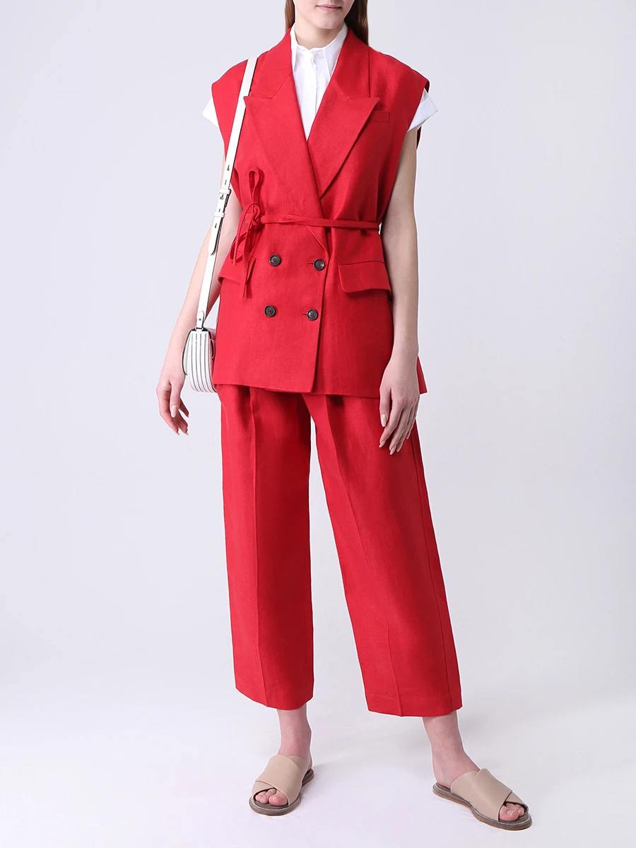 Брюки льняные укороченные