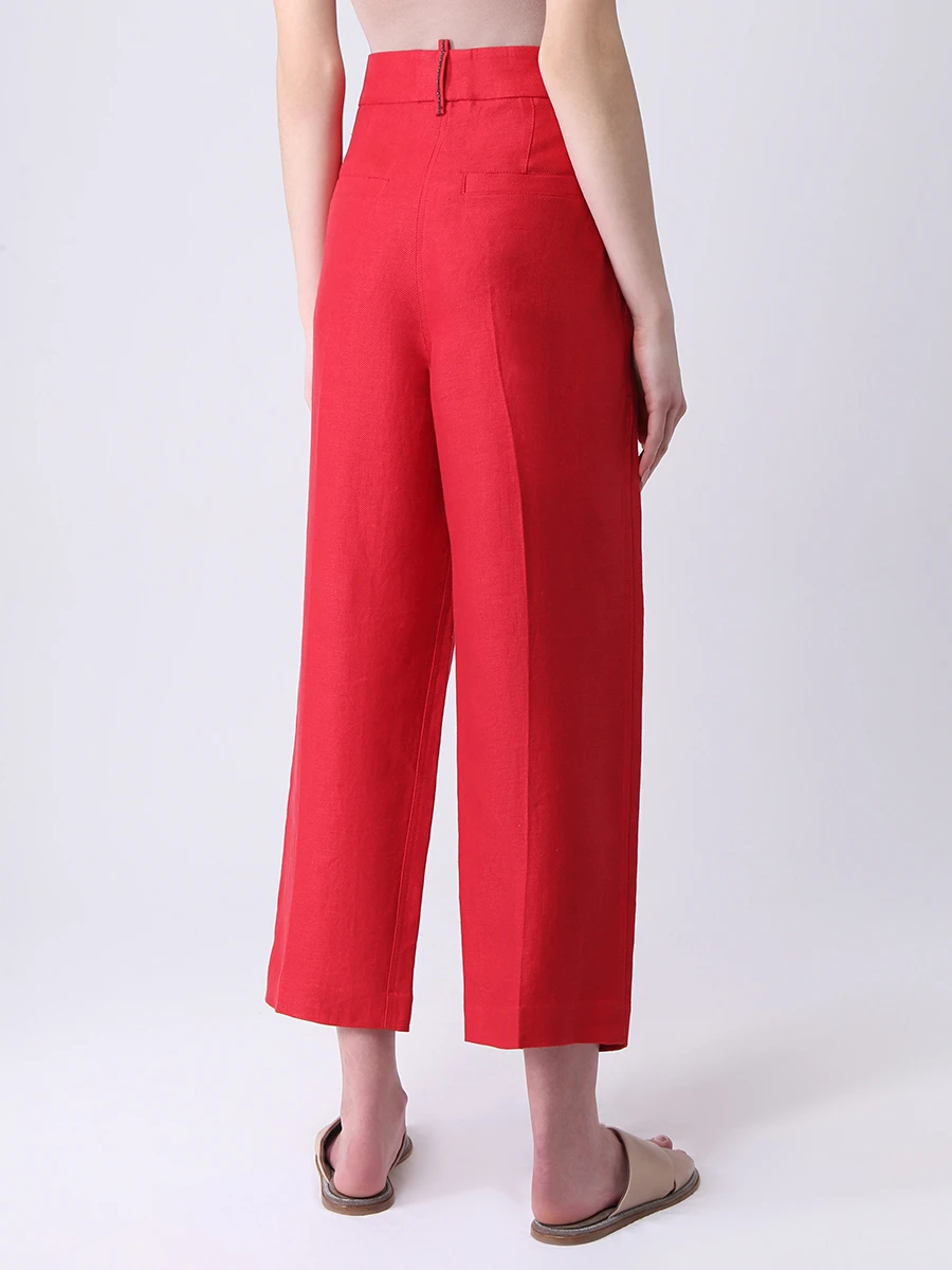 Брюки льняные укороченные