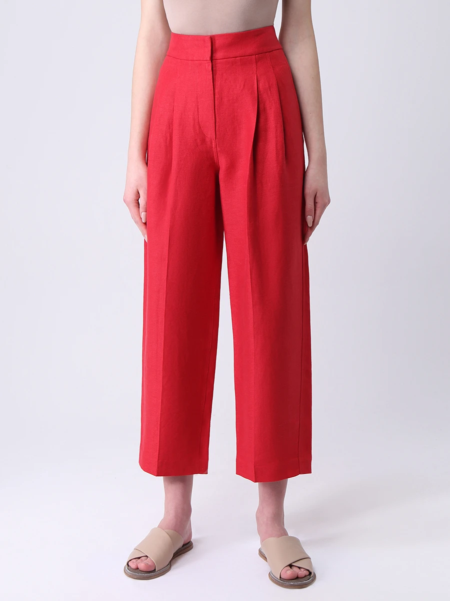 Брюки льняные укороченные