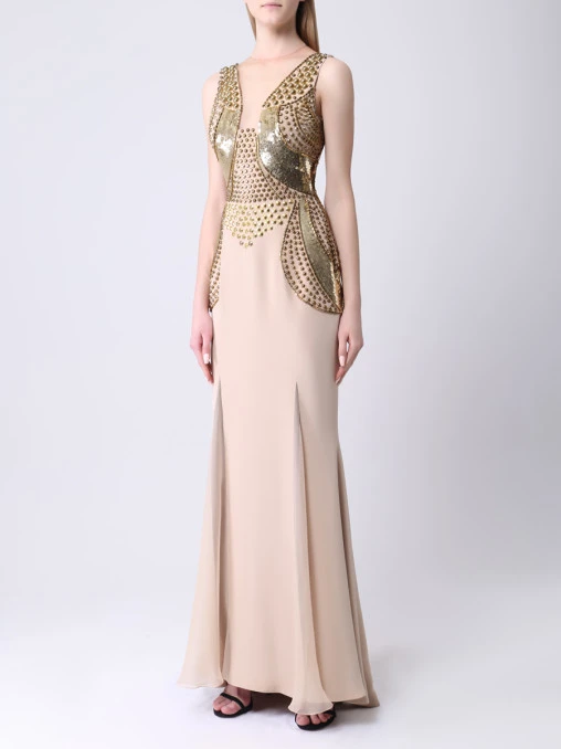 Платье шелковое с декором ZUHAIR MURAD