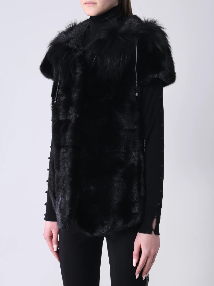 Жилет норковый с мехом лисы