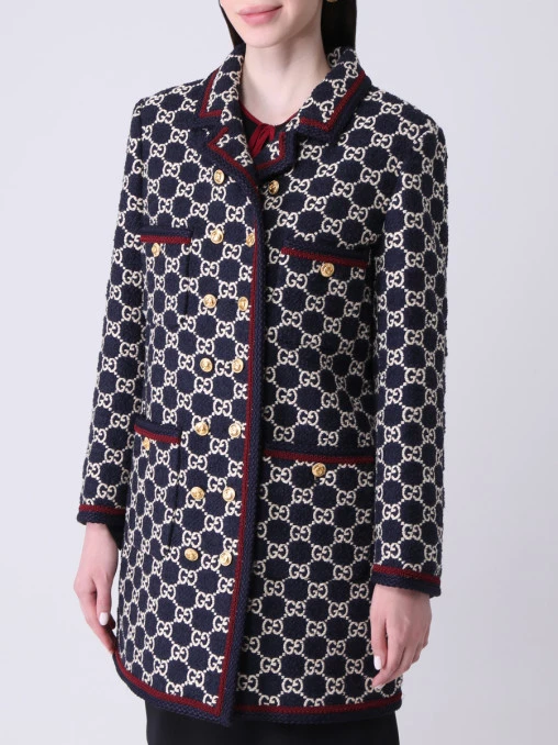 Пальто твидовое с логотипом GUCCI
