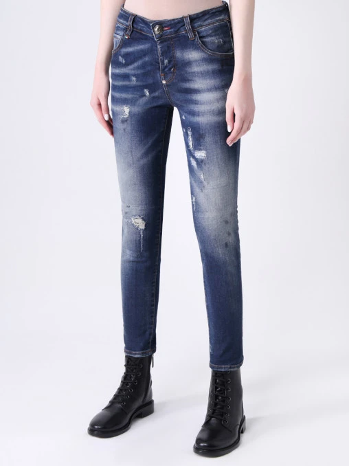Джинсы хлопковые укороченные PHILIPP PLEIN