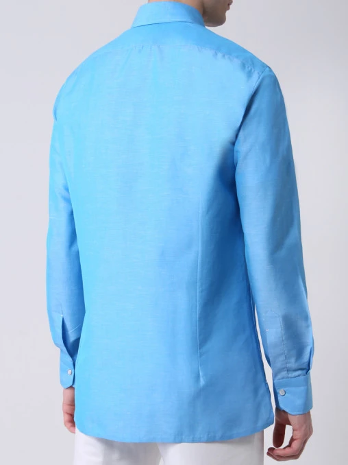Рубашка Slim Fit из хлопка и льна KITON