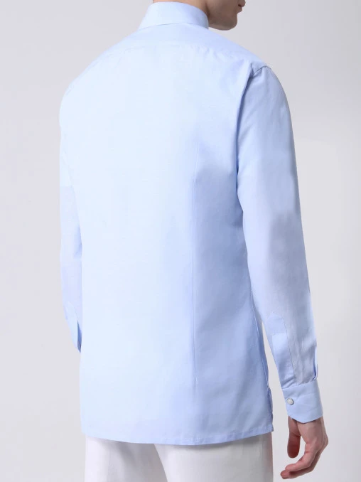 Рубашка Slim Fit из хлопка и льна KITON