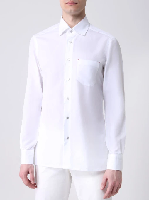 Рубашка Slim Fit из хлопка и льна KITON