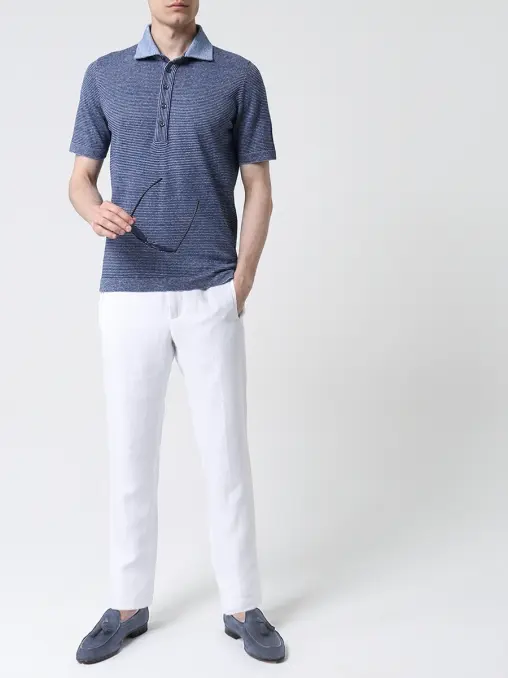 Поло изо льна и хлопка CESARE ATTOLINI